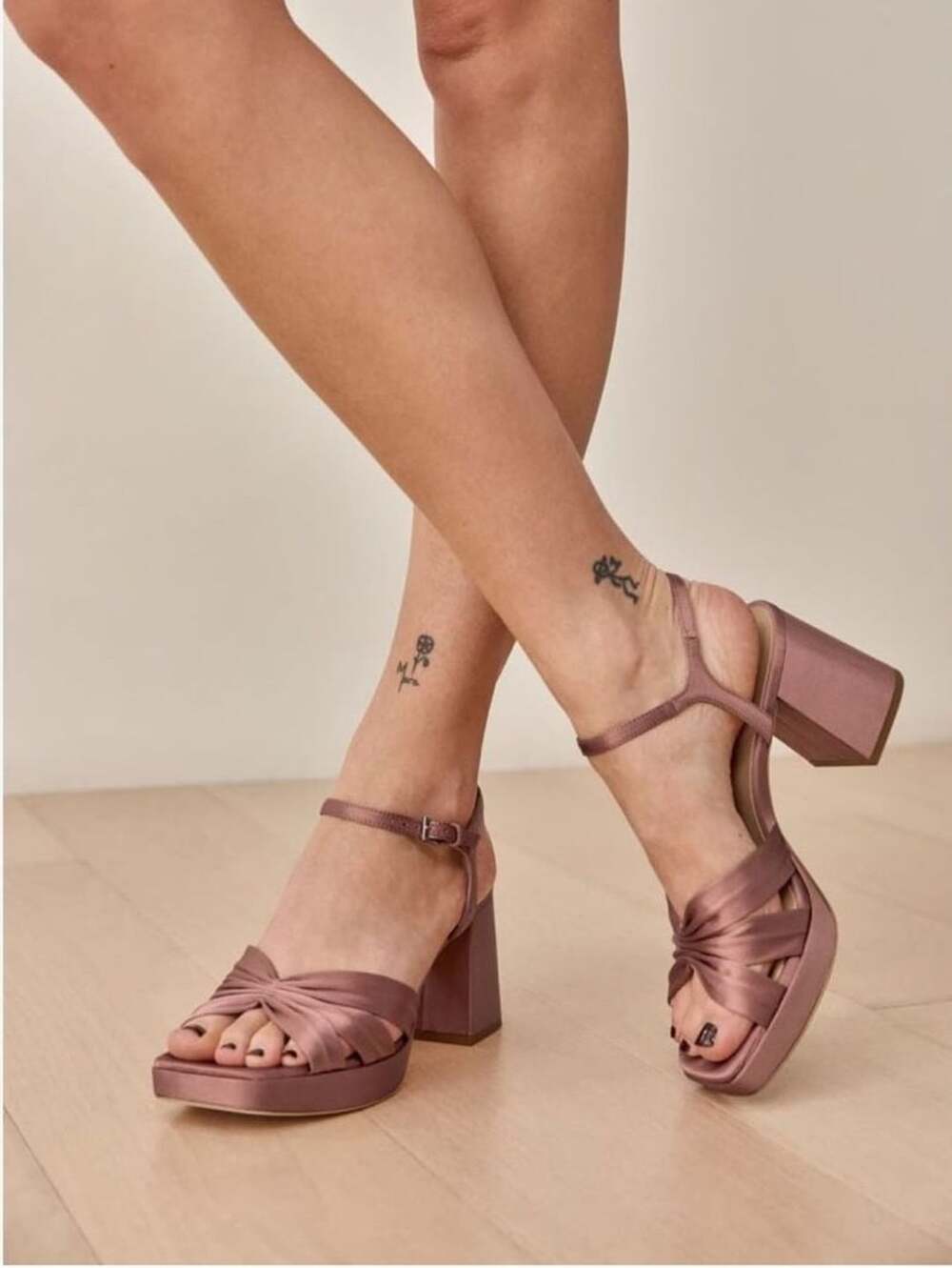 Reformation Maize Metallic Pink Platform Heeled Sandals